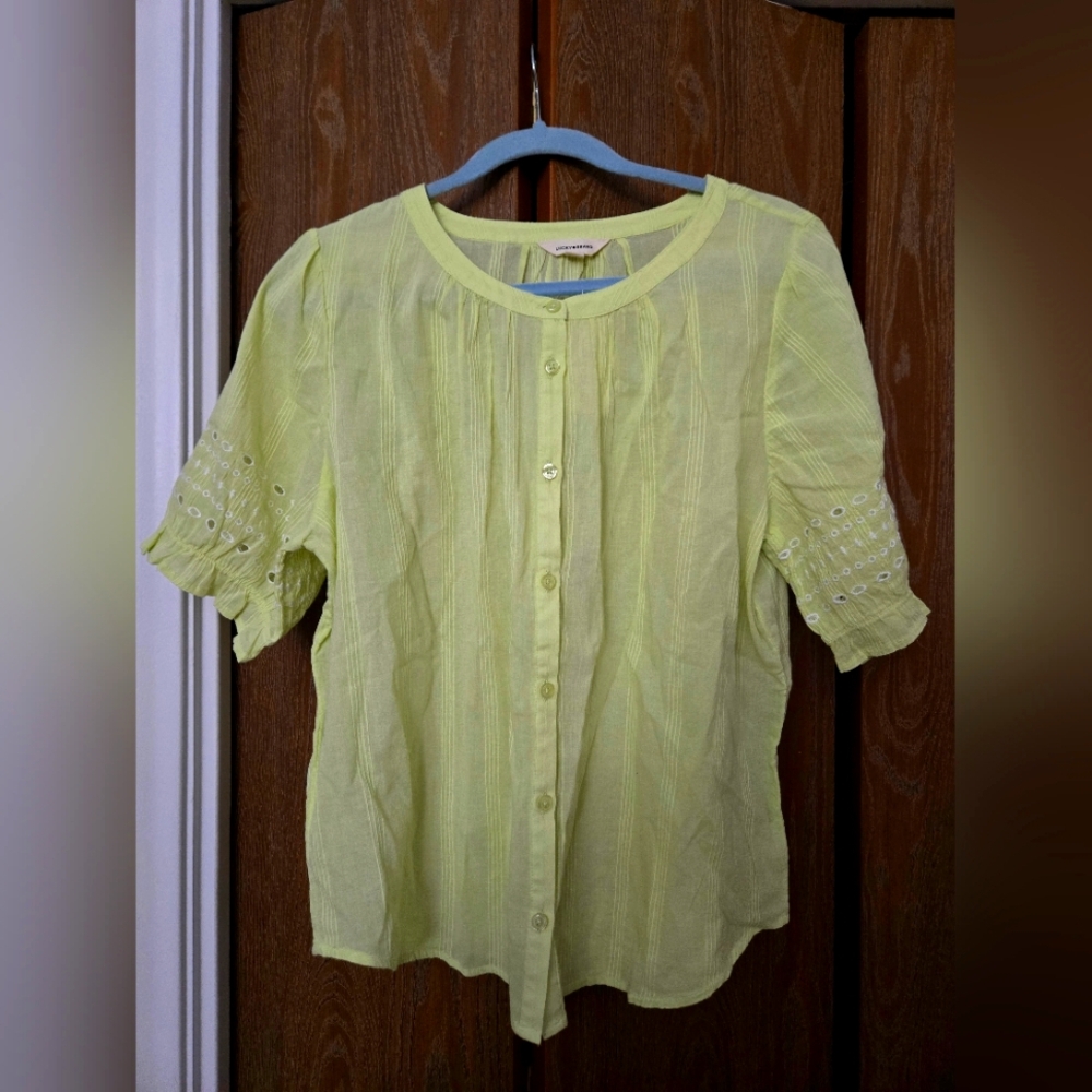 Lucky Brand Lime Green Button-Up Blouse
